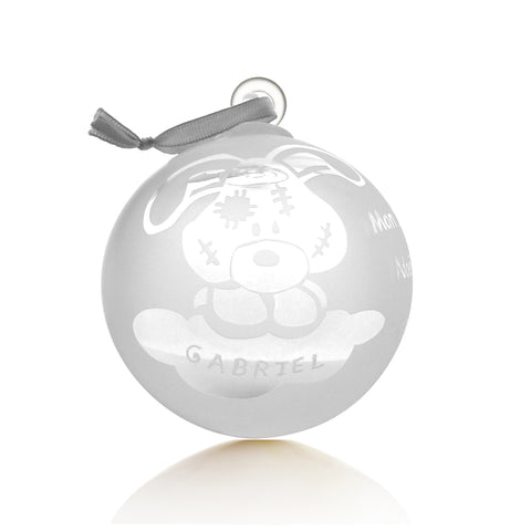 Lapin à personnaliser BOULE DE NOËL  - transparent, sablé