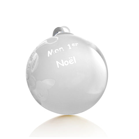 Lapin à personnaliser BOULE DE NOËL  - transparent, sablé