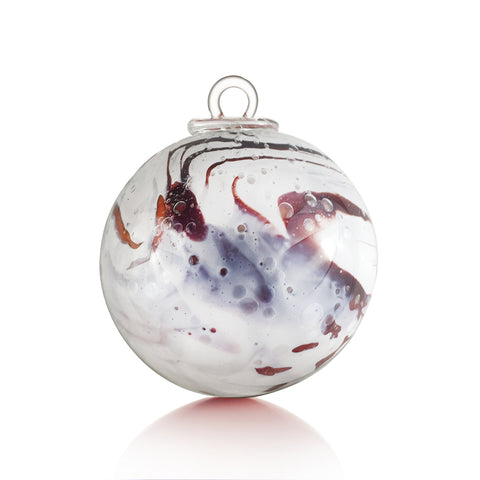 Tourbillions de flocons BOULES DE NOËL  - Blanche bullée, veiné grenat