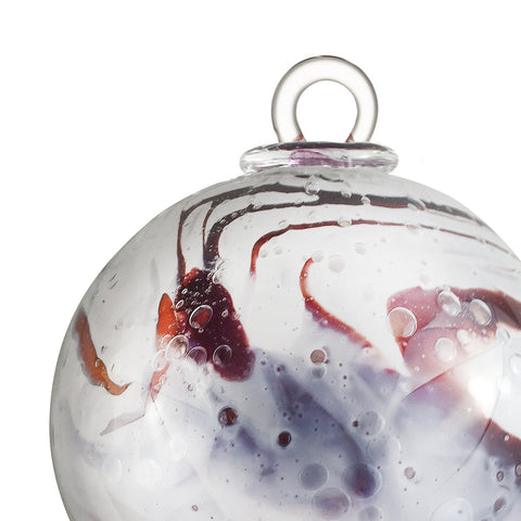 Tourbillions de flocons BOULES DE NOËL  - Blanche bullée, veiné grenat