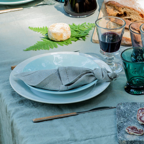 Lot de 4 assiettes à dessert bleu ABEILLE céramique  - Bleu turquoise clair