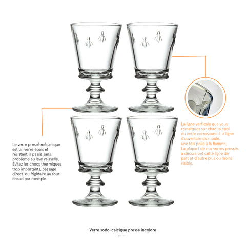 Coffret de 4 verres à vin ABEILLE  - Transparent