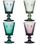 Coffret de 4 verres à vin ABEILLE couleurs 4 couleurs assorties - Emeraude, Vert olive, Bleu nuit, Aubergine