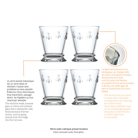 Coffret de 4 gobelets  ABEILLE  - Transparent
