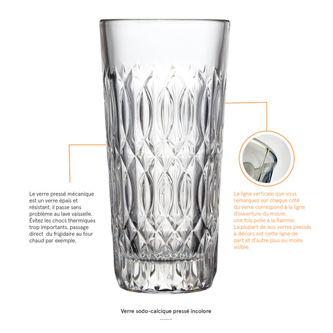 Lot de 6 Long drink VERONE  - transparent