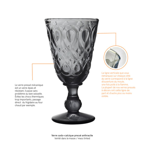 Lot de 6 verres à vin LYONNAIS ANTHRACITE  - Anthracite