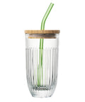 Coffret verre à Smoothie OUESSANT  avec paille en verre verte et brosse - Transparent
