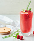 Coffret verre à Smoothie OUESSANT  avec paille en verre verte et brosse - Transparent