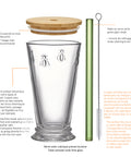 Coffret BUBBLE TEA ABEILLE Avec couvercle et paille verte - Transparent