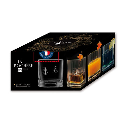 Lot de 4 verres  à whisky ABEILLE