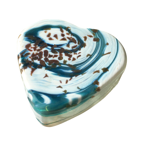 Presse-papiers COEUR   - BLANC VEINE TURQUOISE AVENTURINE